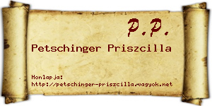 Petschinger Priszcilla névjegykártya